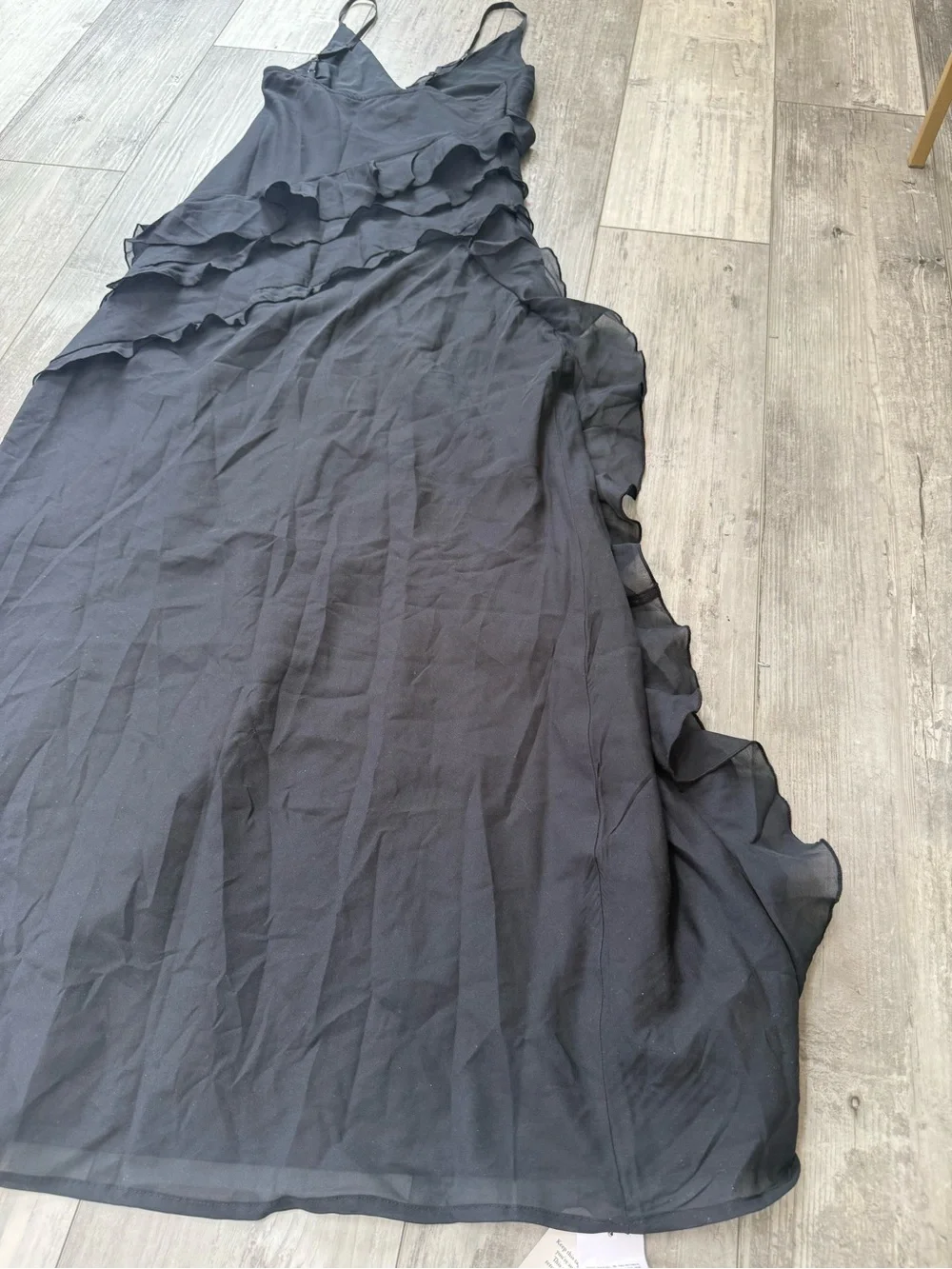 Abercrombie & Fitch NWT Black Ruffle Maxi Dress Small Wedding Guest Black Tie